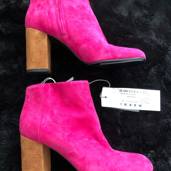New authentic MARNI Pink Clay Ankle Chelsea Boots Shoes 39 8 - Picture 3 of 8